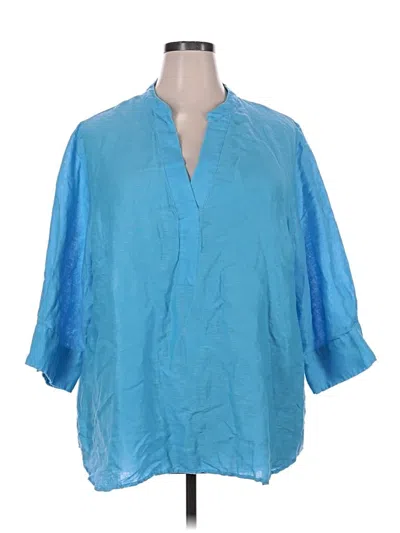 Pre-owned Elie Tahari 3/4 Sleeve Blouse In Blue
