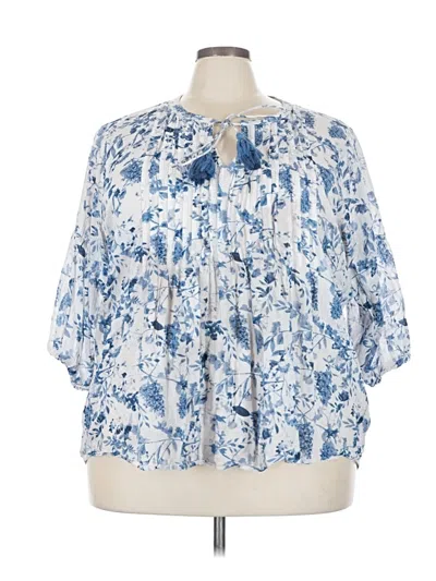 Pre-owned Elie Tahari 3/4 Sleeve Blouse In Blue