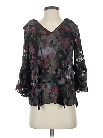 Pre-owned Elie Tahari 3/4 Sleeve Blouse In Burgundy