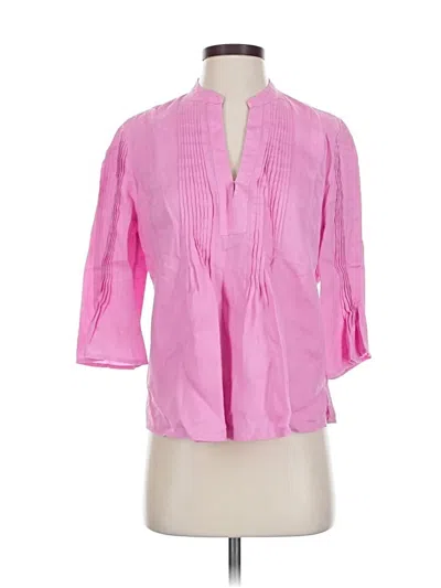 Pre-owned Elie Tahari 3/4 Sleeve Blouse In Pink