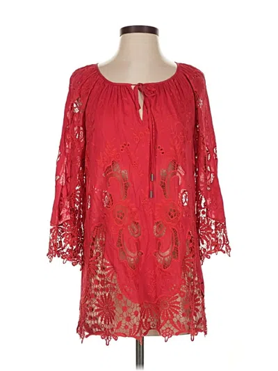 Pre-owned Elie Tahari 3/4 Sleeve Blouse In Red