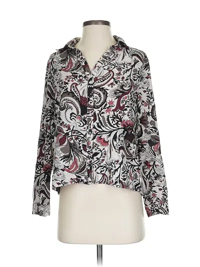 Pre-owned Elie Tahari 3/4 Sleeve Blouse In Silver