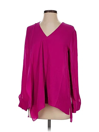 Pre-owned Elie Tahari 3/4 Sleeve Silk Top Pink V Neck Tops