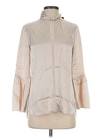 Elie Tahari 3/4 Sleeve Silk Top Tan High Neck Tops In Neutral
