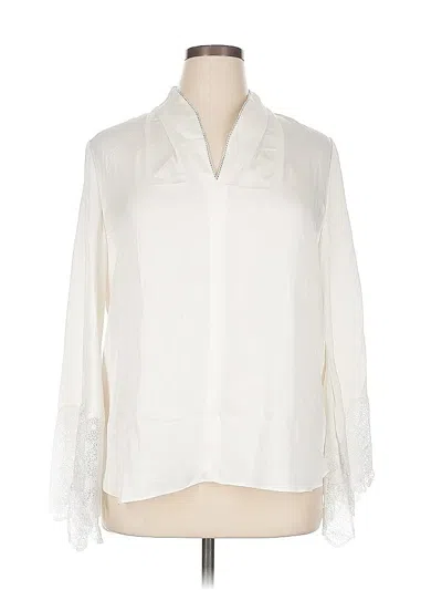Pre-owned Elie Tahari 3/4 Sleeve Silk Top White Tie Neck Tops