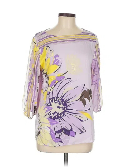Pre-owned Elie Tahari 3/4 Sleeve T-shirt In Purple