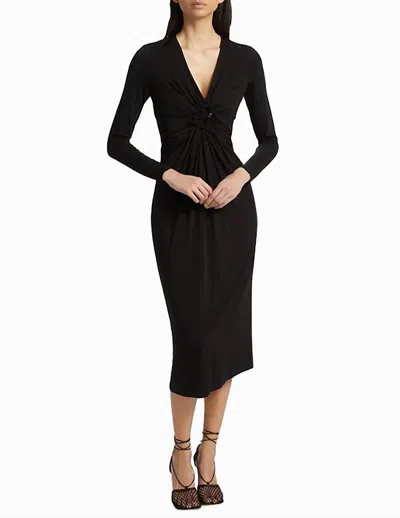 Elie Tahari Alisha Knit Gathered Midi Dress In Black
