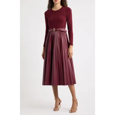 Elie Tahari The Allison Mixed Media Midi Dress In Animal Print