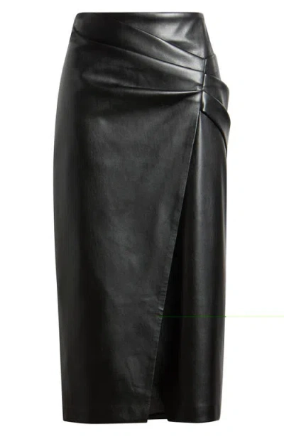 Elie Tahari Amelia Faux Leather Faux Wrap Skirt In Black