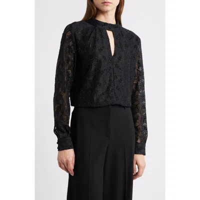 Elie Tahari Andi Burnout Velvet Lace In Black