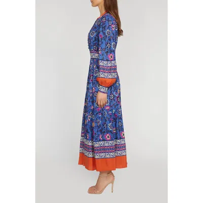 ELIE TAHARI ELIE TAHARI ANNALEISE FLORAL LONG SLEEVE TIERED DRESS