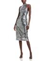 Elie Tahari Bella Sequin Midi Dress In Noir With Sequins