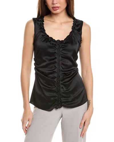Elie Tahari Braided Silk-blend Top In Black