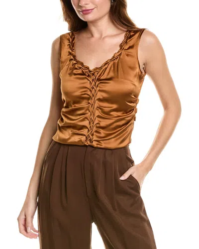 Elie Tahari Braided Silk-blend Top In Brown