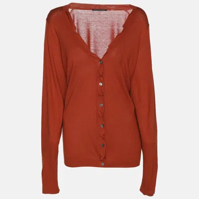 Elie Tahari Bronze Stretch Knit Sammy Long Sleeve Shirt In Red