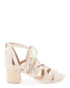 ELIE TAHARI BURANO TASSELED BEIGE SUEDE SANDALS