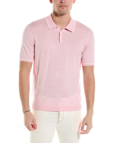 Elie Tahari Button Silk-blend Polo Shirt In Pink