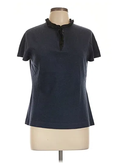 Pre-owned Elie Tahari Cashmere Cardigan Sweater In Blue