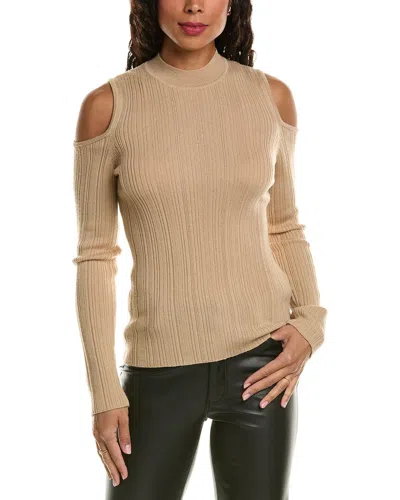 Elie Tahari Cold-shoulder Wool Sweater In Brown