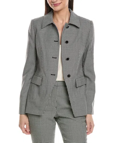 Elie Tahari Collared Fitted Wool-blend Blazer In Black