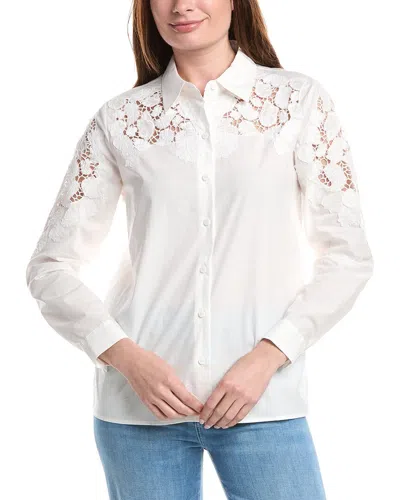 Elie Tahari Collared Oversized Button-down Shirt In White