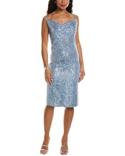 Elie Tahari Cowl Neck Sequin Mini Dress In Blue