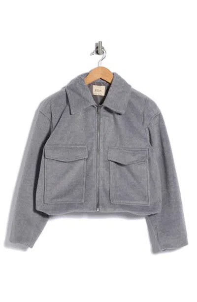 Elie Tahari Cropped Zip Jacket In Gray