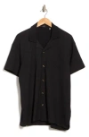 Elie Tahari Cuban Textured Camp Shirt In Black
