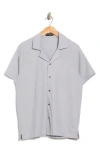 Elie Tahari Cuban Textured Camp Shirt In Gray