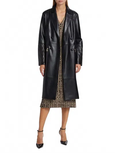 Elie Tahari Dina Faux Leather Trench Coat In Black