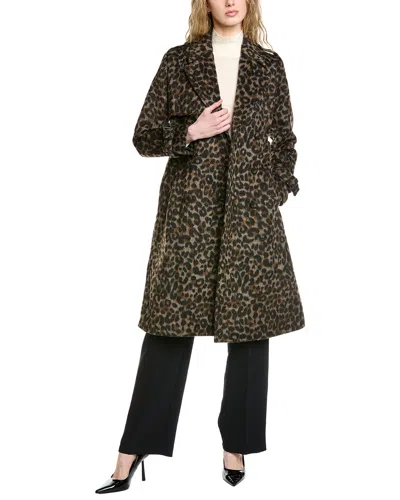 Elie Tahari Double-breasted Wool-blend Coat In Multi