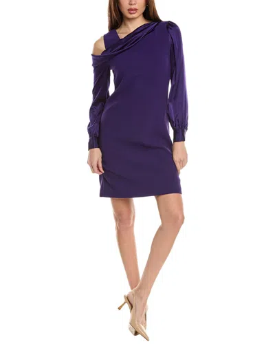 Elie Tahari Draped Satin Shift Dress In Purple