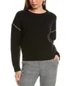 Elie Tahari Drop-shoulder Chain Wool-blend Sweater In Black