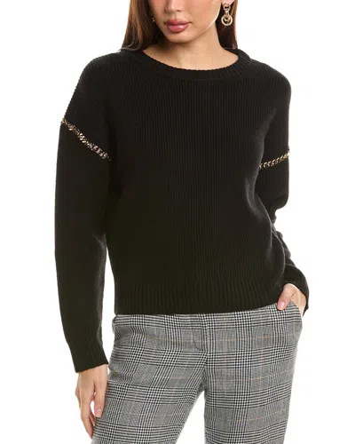 ELIE TAHARI DROP-SHOULDER CHAIN WOOL-BLEND SWEATER