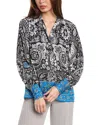 Elie Tahari The Elian Floral Button-up Blouse In Black