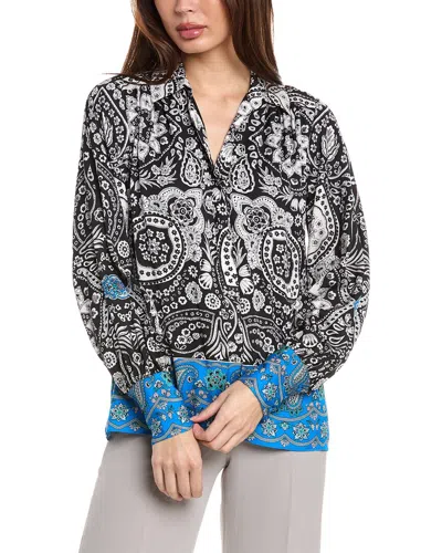 Elie Tahari Eclipse Scarf Silk-blend Shirt In Black