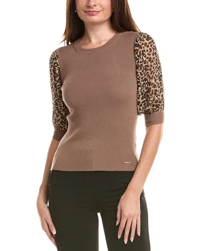 Elie Tahari Elie By  Contrast Top In Brown