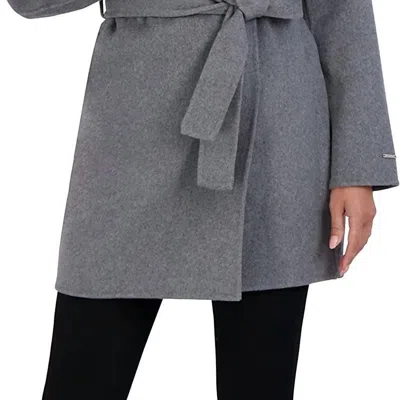 Elie Tahari Ella Wool Wrap Coat In Gray