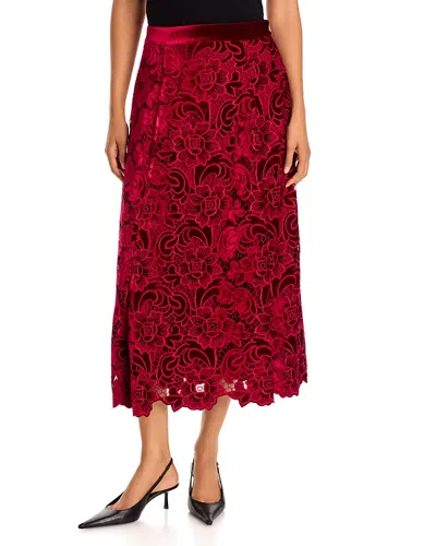 Elie Tahari Elliana Velvet Lace Skirt In Pink
