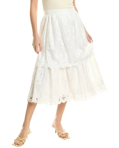 Elie Tahari Ellie Tahari Tiered Lace Skirt In White