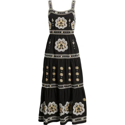 Elie Tahari Ellisah Embroidered Tiered Maxi Dress