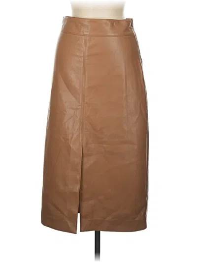 Pre-owned Elie Tahari Faux Leather Skirt In Tan