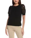 Elie Tahari Felicity Crochet Sweater In Black