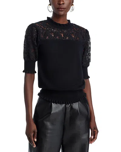Elie Tahari Felicity Crochet Sweater In Noir