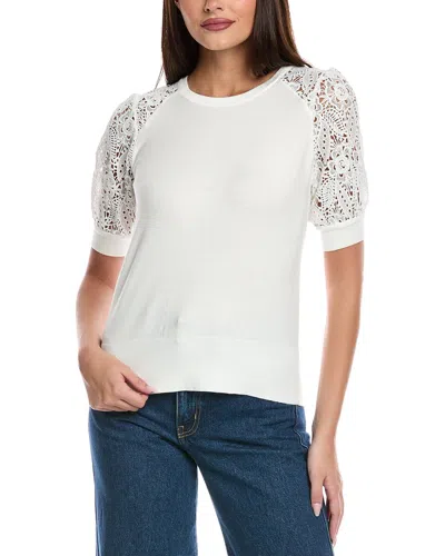 Elie Tahari The Lainey Mixed Media Sweater In Gray