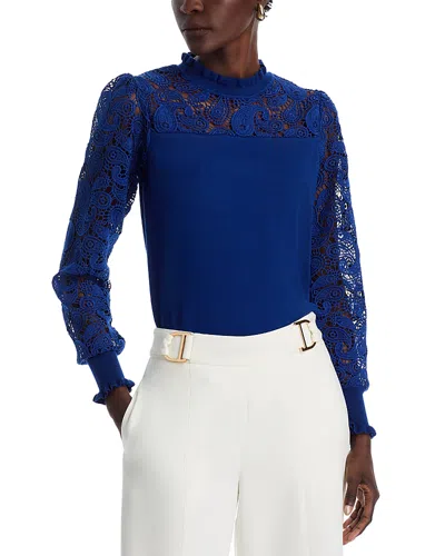 Elie Tahari Felicity Lace Sleeve Sweater In Daphne Blue