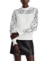 Elie Tahari The Felicity Crochet Lace Sweater In Sky White