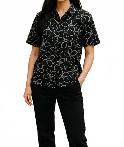 Elie Tahari Floral Blouse In Black