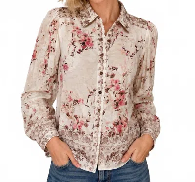 Elie Tahari Floral Blouse In Multicolor In Brown