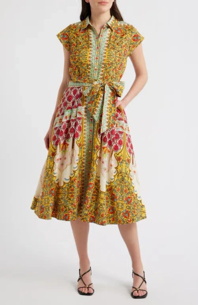 Elie Tahari Fran Baroque Print Tie Waist Shirtdress In Multi